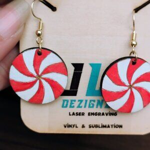 Round Peppermint Dangle Earrings